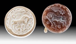Sasanian Agate Stamp Seal Bead with Ibex