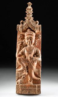 19th C. Indian Wood Relief Panel of Deity