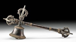 19th C. Nepalese Bell w/ Dorjes
