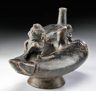 Chimu / Inca Pottery Vessel w/ Caballito de Totora