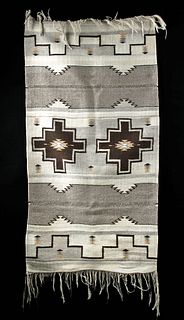 Vintage Navajo Wool Rug - Two Grey Hills Style