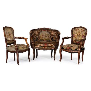 A Louis XV-style Parlor Suite with Needlework Upholstery