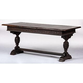 A Jacobean-style Walnut Trestle Table