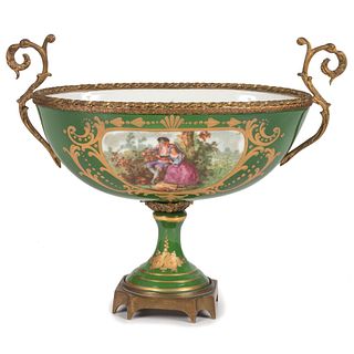 A Continental Porcelain Compote with Ormolu Mounts