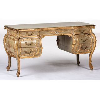 An Italian Rococo-style Painted and Parcel Gilt Desk