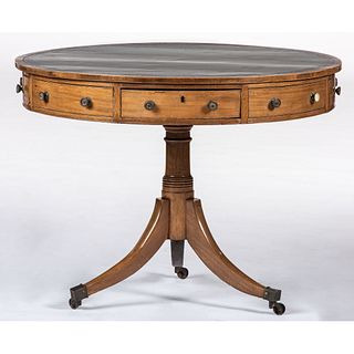 A Regency-style Mahogany Drum Table