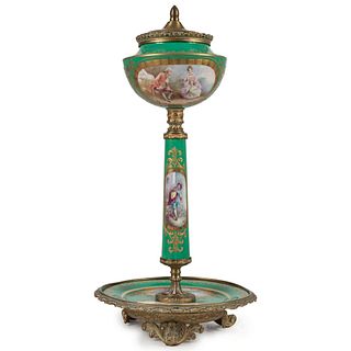 A Sevres-style Garniture with Courtship Scenes