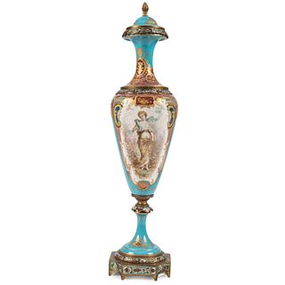 A Sevres-style Urn in Turquoise