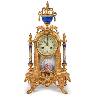 A French Porcelain and Gilt Bronze Mantel Clock by Leroy of Paris