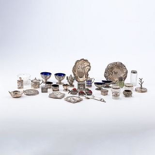 A Collection Of Sterling Silver Salts, Condiments and Other Miniatures