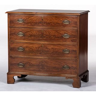 A Federal Barberpole Inlaid Mahogany Serpentine Front Chest of Drawers