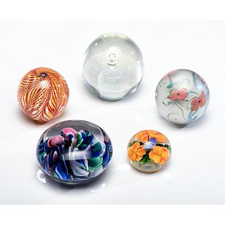 Five Art Glass Paperweights