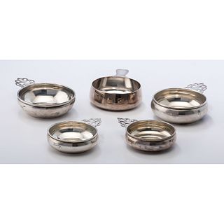 Five Sterling Porringers by Tiffany, Gorham, Whiting and Wallace