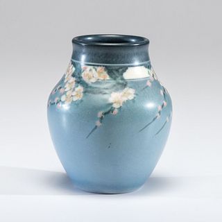 A Rookwood Pottery Floral Vellum Vase, decorated by E.T. Hurley