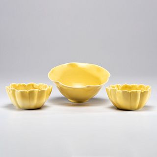 Three Rookwood Yellow Petal Bowls