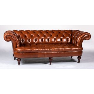 A Brown Leather Chesterfield Sofa
