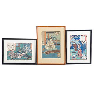 Three Edo Period Ukiyo-e Color Woodblock Prints