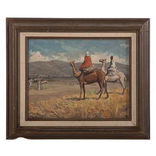 Nathaniel K. Gibbs. Camel Riders, oil on panel