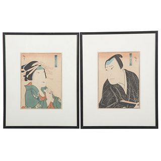 Hirosada. Pair of Kabuki Actor Woodblock Prints