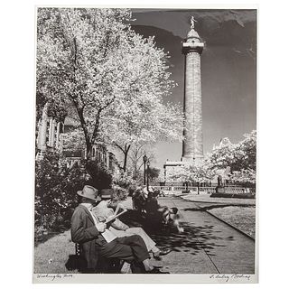 A. Aubrey Bodine. "Washington Monument-Spring"