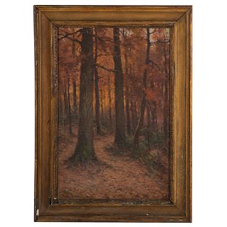 Henry Hobart Nichols. Autumnal Forestscape, oil