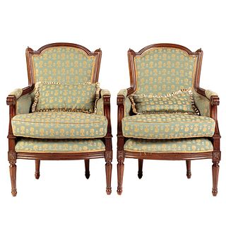 Pair of Marie Albert Louis XVI Style Arm Chairs