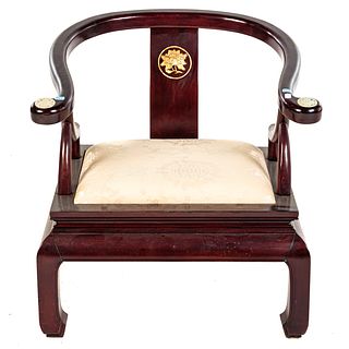 Chinese Carved Wood Yoke Back Mandarin Chair