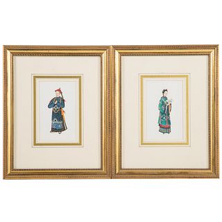 Pair of Chinese Gouaches of Court Figures