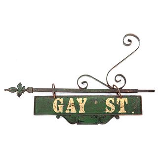 Early Baltimore Street Sign & Bracket, Gay Street