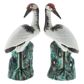 Pair of Chinese Export Porcelain Cranes