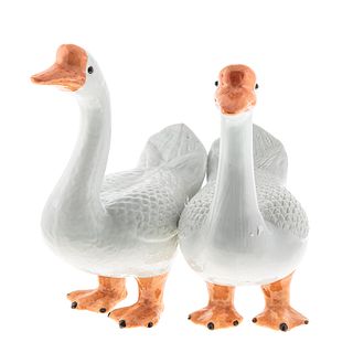 Pair of Chinese Export Porcelain Peking Ducks