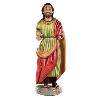 Large Carved & Polychromed Wood Figure of Jesus