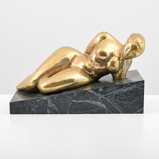 Minna Harkavy Bronze Sculpture, Reclining Female Nude