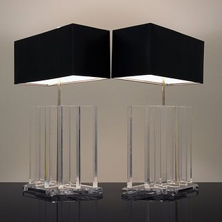 Pair of Large Lucite Lamps, Manner of Karl Springer
