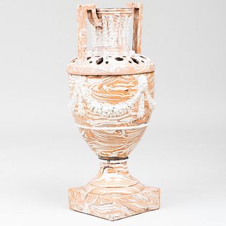 Large French Neoclassical Glazed Aptware Urn