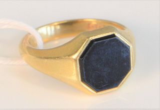 18 Karat Gold and Black Onyx Ring
size 8 1/4, 9 grams