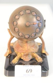 Bronze Turtle Clock
on black glass base