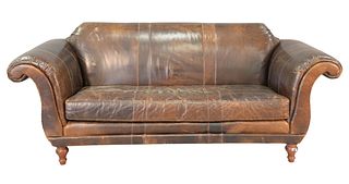 Brown Leather Upholstered Sofa
length 93 inches
Provenance: Thirty-five year collection of Dana Cooley, Old Lyme, Connecticut