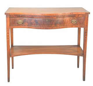Federal Style Mahogany One Drawer Server with Bell Flower Inlaid Legs