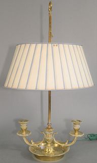 Brass Two-Light Boudoir Lamp
with two candle holders, with adjustable shaft
height 22 inches
Provenance: The Gloria Schiff Estate, New York, NY
