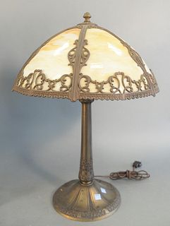 Caramel Slag Glass Table Lamp
six panels
height 23 inches, diameter 17 inches
Provenance: Thirty-five year collection of Dana Cooley, Old Lyme, Connec
