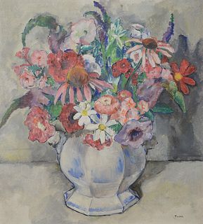 Tosca Olinsky (American, 1909 - 1984)
floral still life
oil on canvas
signed lower right: Tosca
15 1/2" x 14"
Grand Central Art Galleries, New York
Pr