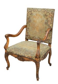 Louis XV Style Open Armchair
having needlepoint and petitpoint upholstery
height 44 inches