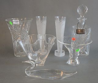 Assorted Group of Glass and Crystal
to include two Steuben bowls, Steuben swan, Waterford decanter, Waterford vase, along with a pair of Salviati vase