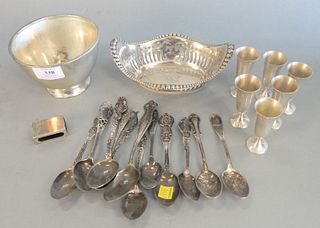 Sterling Silver Lot
to include spoons, bowls, cordials, and a medallion of City of Liverpool
To: Thomas Russell, Esq., signed Edwin Thompson, Lord May