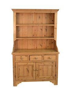 Pine Hutch with three drawers over two doors