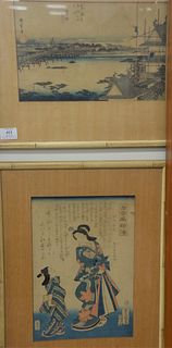 Group of Ten Oriental Woodblock Prints, Watercolors and Lithographs
to include pair of woodblock prints; pair of watercolor on paper of birds; oil on 