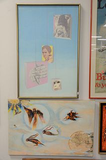 Group of Six Nathaniel Reich
to include mixed media on canvas and board
each signed in various locations
four framed, two unframed
36" x 24" (largest)