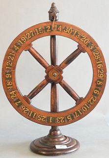 Antique Gaming Wheel 
with collaged numbers
height 20 1/2 inches, width 14 1/2 inches