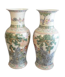 Pair Rose Famille Palace Vases
20th Century
height 38 inches